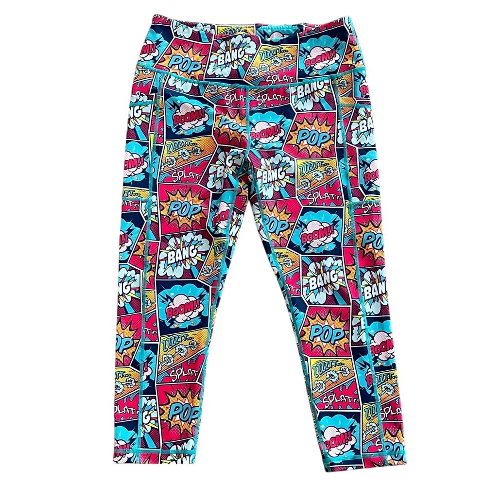 Constantly Varied Gear Comic Print Leggings Large NWOT